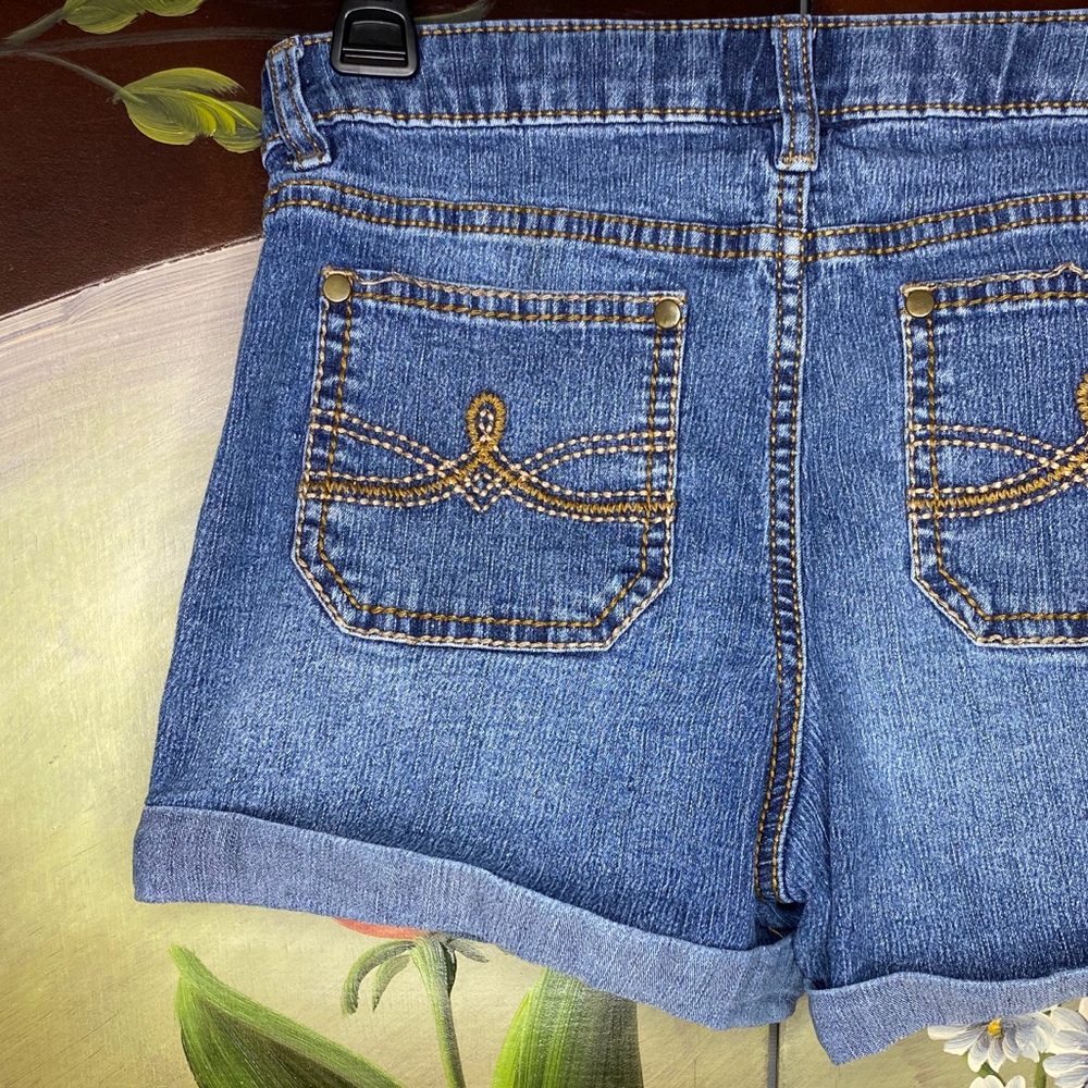 MUDD Button Fly Blue Denim Girls Jean Shorts - Picture 4 of 9